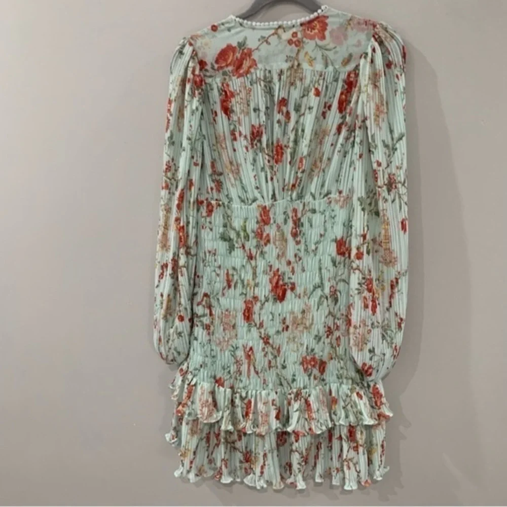 ✅ NWT By Timo Dress Plisse Mini Smocked Long Sleeve in Rose Garden Floral